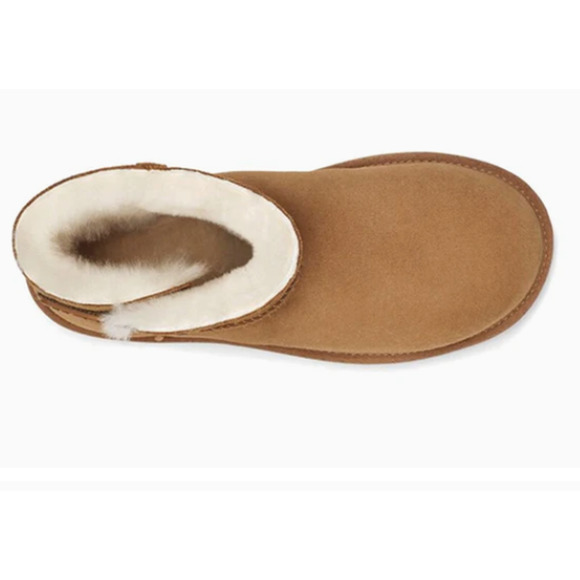 NEW UGG Mini Bailey Logo Strap Boots Chestnut Size 10 Women's Fur 1123621 - Picture 6 of 9